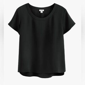 Cuyana Washed Silk Black Tshirt Short Sleeve Tee Top xsmall